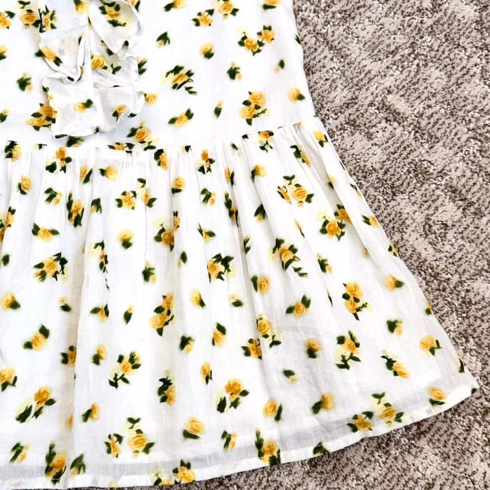 J.Crew Girls' Blurry Yellow Rose Print Drop-Waist Ruffle Dress—5 - Picture 4 of 7